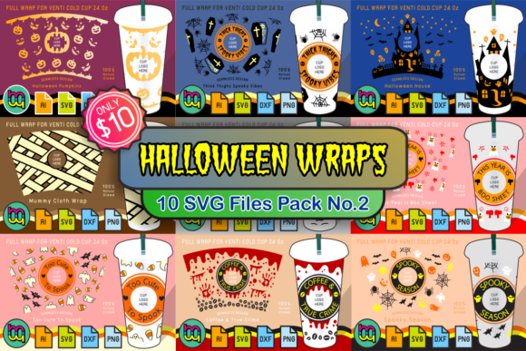 10 Pack 2 Halloween 24oz Cold Cup in Embroidery Review