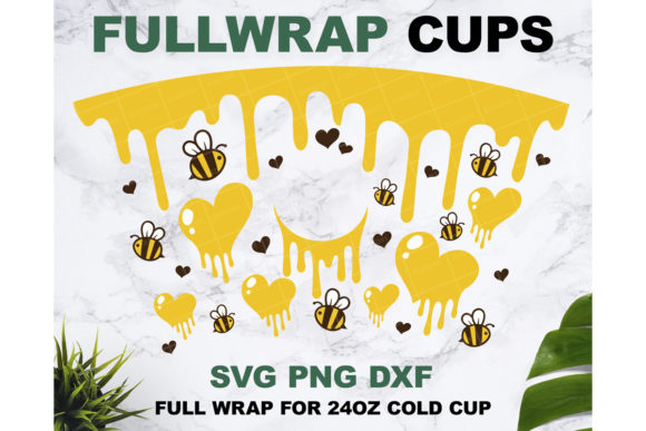Bee Heart Honey Drip 24oz Cup: Graphics & Print Templates