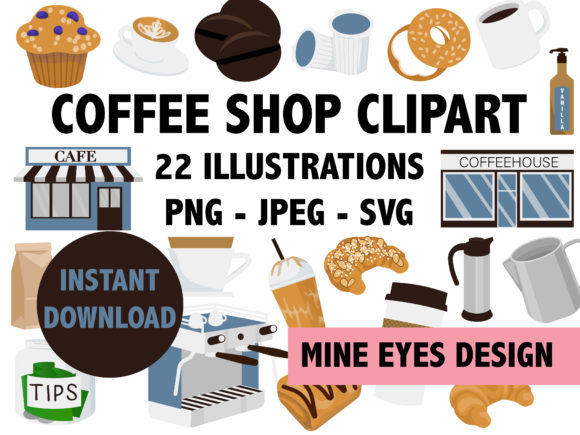 Coffee Shop Clipart: Branding Graphics & Illustrations