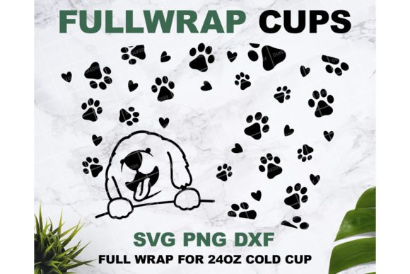 Dog Paws Hearts 24 Oz Cup: A Graphic Design Asset for Warm Branding