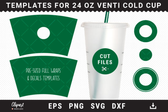 Full Wrap Venti Cold Cup 24 Oz Template: Graphics for Crafts