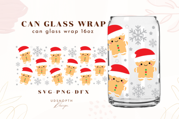 Gingerbread Can Glass Wrap SVG for Crafts & Graphics