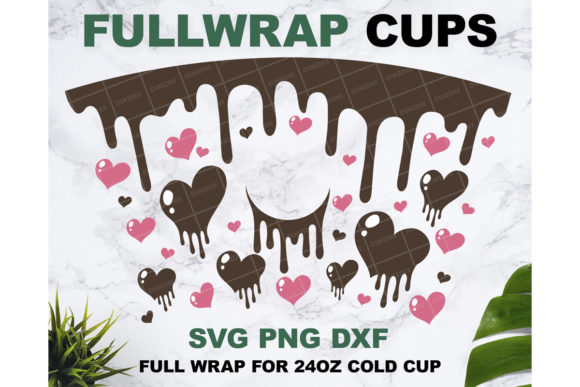 Heart Chocolate Drip 24oz Cup for Graphics & Print