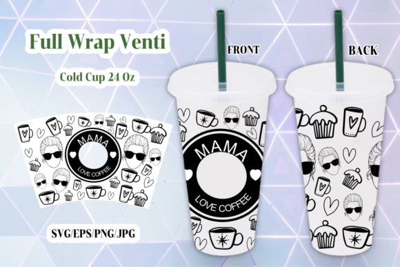 Seamless Full Wrap Mama Love Coffee SVG: Graphics for Crafts & Local Branding