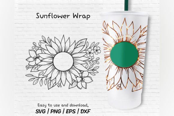 Sunflower SVG Venti Cold Cup 24 Oz Graphics for Crafts